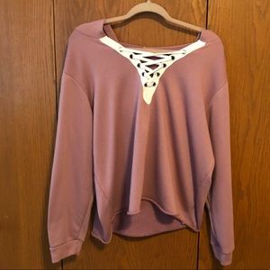 Rue21 criss cross tie up crop hoodie 1X